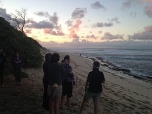 Party gals watching the sunset before dinner.