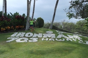 The day before the race John shot a photo of me with the Ironman rocks at the entrance of the Fairmont Orchid Hotel. Eager and anxious.