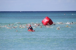No matter how big a buoy is, I have a hard time spotting them while swimming. 