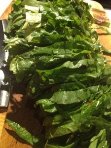 Rolled and sliced chard. 