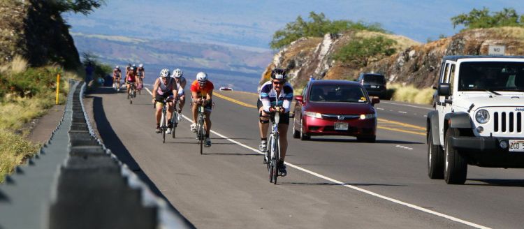 Headed north to Hawi from the Mauna Lani turnaround, 50 miles to go. 
