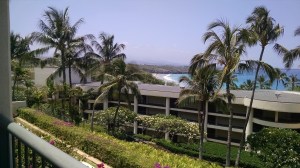 My view from Tower Four includes Tower Three and a slice of beach. 