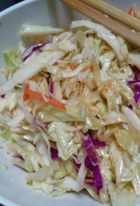 Refreshing ginger slaw is the best because of what it doesn't have. 