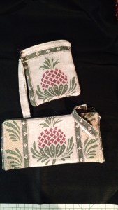 Pineapple zip purses from a tea towel. 